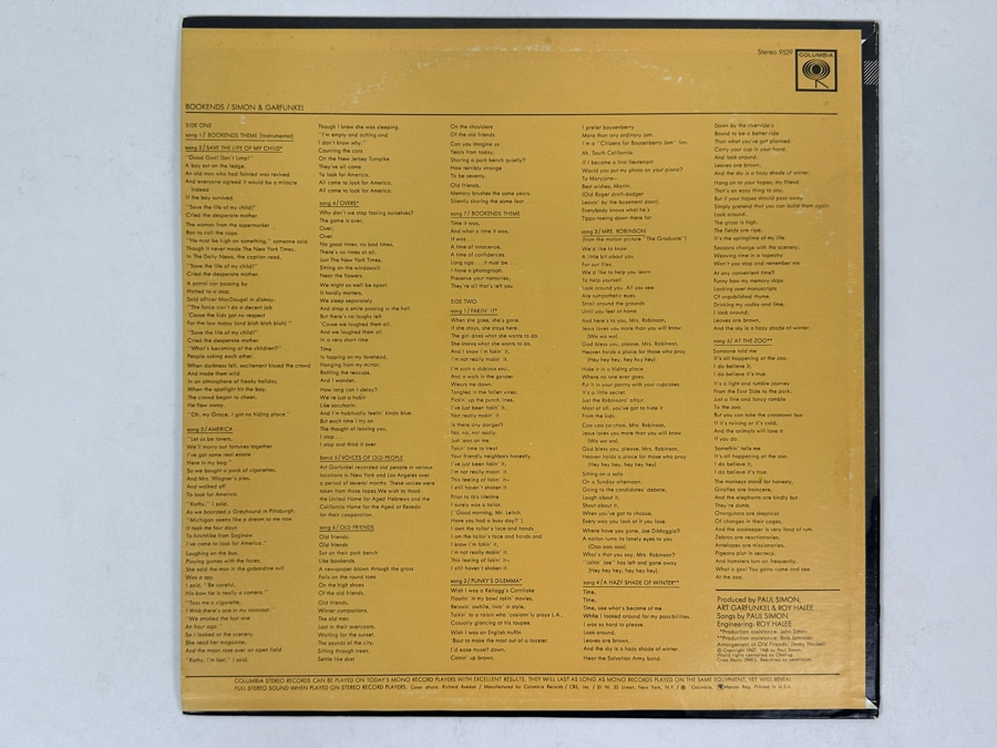 Simon & Garfunkel - Bookends, Columbia Records, CS 9529, A Classic 1968 Vinyl Record [Photo 2]