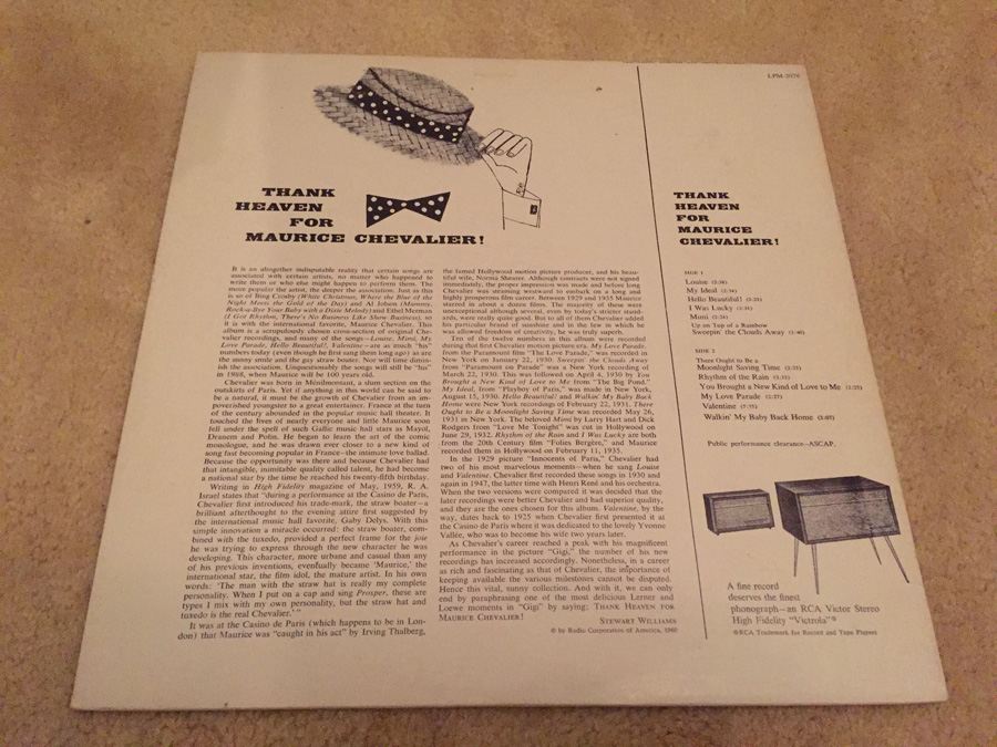 Maurice Chevalier - Thank Heaven For Maurice Chevalier! - LPM 2076 [Photo 2]