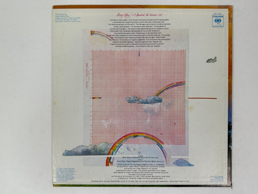 Terry Riley - A Rainbow In Curved Air, Columbia Masterworks MS 7315, 1969 Stereo Vinyl Record [Photo 2]