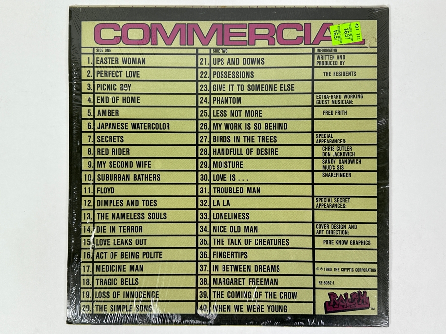 The Residents - Commercial Album. Record Label: Ralph Records RZ-8052-L 1980 Vinyl Record [Photo 2]