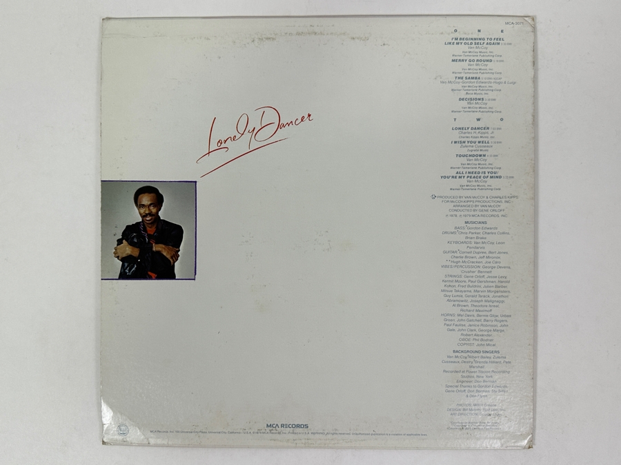 Van McCoy - Lonely Dancer Is A Classic Soul And Disco Album From MCA Records MCA-3071, Released In 1979 Vinyl Record Promo Copy [Photo 3]