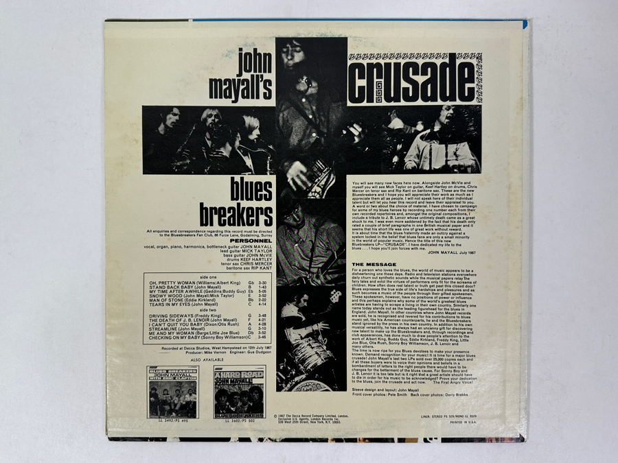John Mayall's Blues Breakers - Crusade London PS 529 1967 Vinyl Record [Photo 2]