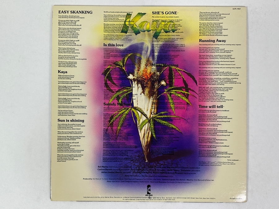 Bob Marley & The Wailers - Kaya, The Island Records Label ILPS 9517 (UK) 1978 Vinyl Record [Photo 2]