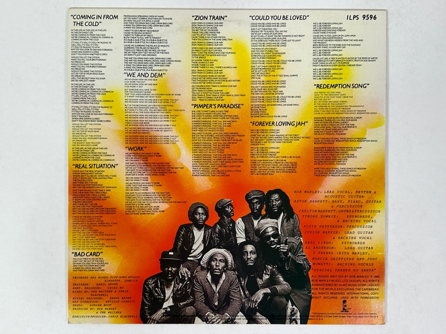 Bob Marley & The Wailers - Uprising Album By Island Records ILPS 9596, Released In 1980, A Classic Reggae Vinyl Record [Photo 3]