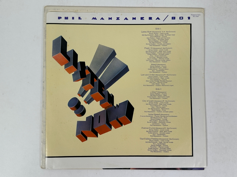 Phil Manzanera - 801, Featuring Surreal Artwork Of Intertwined Faces With Covered Eyes And A Golden Chain Against Skyscrapers, Polydor PD-1-6147 1976 Vinyl Record [Photo 5]