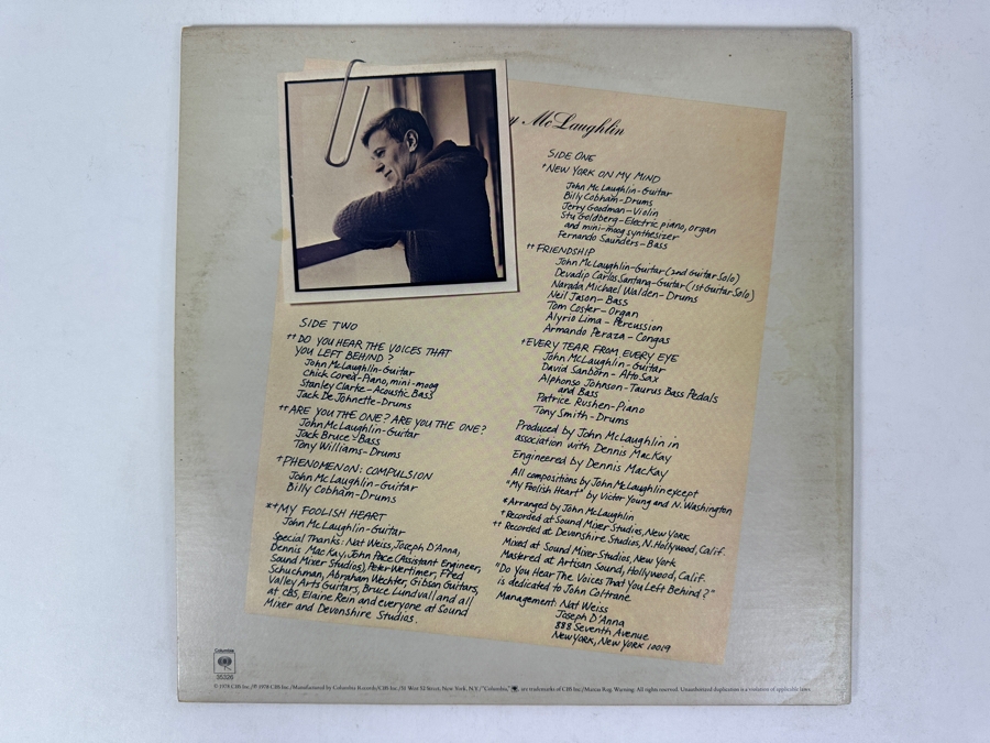 Johnny McLaughlin - Electric Guitarist, Columbia JC 35326 1978 Vinyl Record [Photo 3]