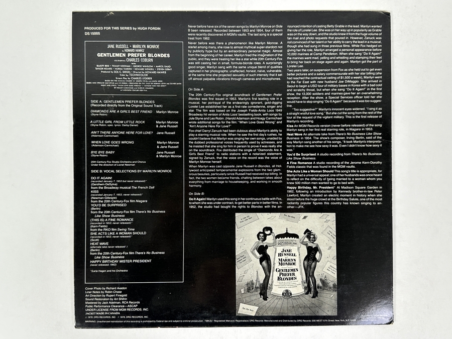 Marilyn Monroe - Never Before And Never Again, Stet Records DS 15005, 1978 Vinyl Record [Photo 2]