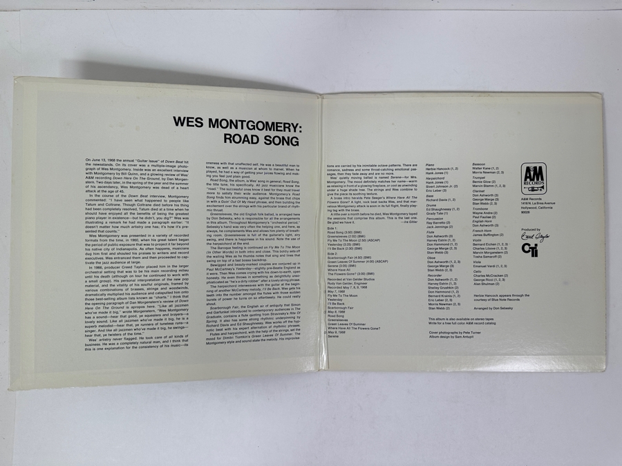 Wes Montgomery - Road Song A&M Records, SP 3012, 1968 Vinyl Record [Photo 2]
