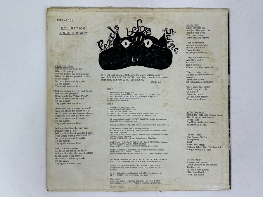 Pearls Before Swine - One Nation Underground ESP-Disk' ESP-1054 1967 Vinyl Record [Photo 2]