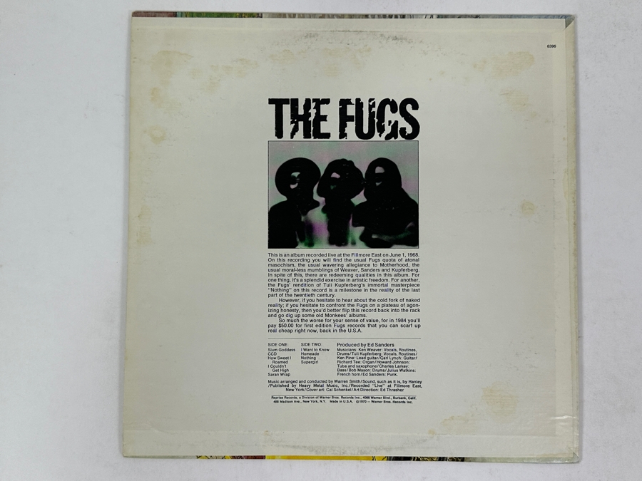 The Fugs - Alive At The Filmore East - Golden Filth, Reprise RS 6396 1968 Vinyl Record [Photo 2]