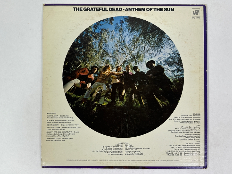 Grateful Dead - Anthem Of The Sun, Warner Bros. Records, WS 1749, 1968 Vinyl Record [Photo 2]
