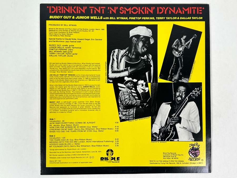 Buddy Guy & Junior Wells - 'Drinkin' TNT 'N' Smokin' Dynamite' - Blind Pig Records BP 1182, 1982 Vinyl Record [Photo 2]
