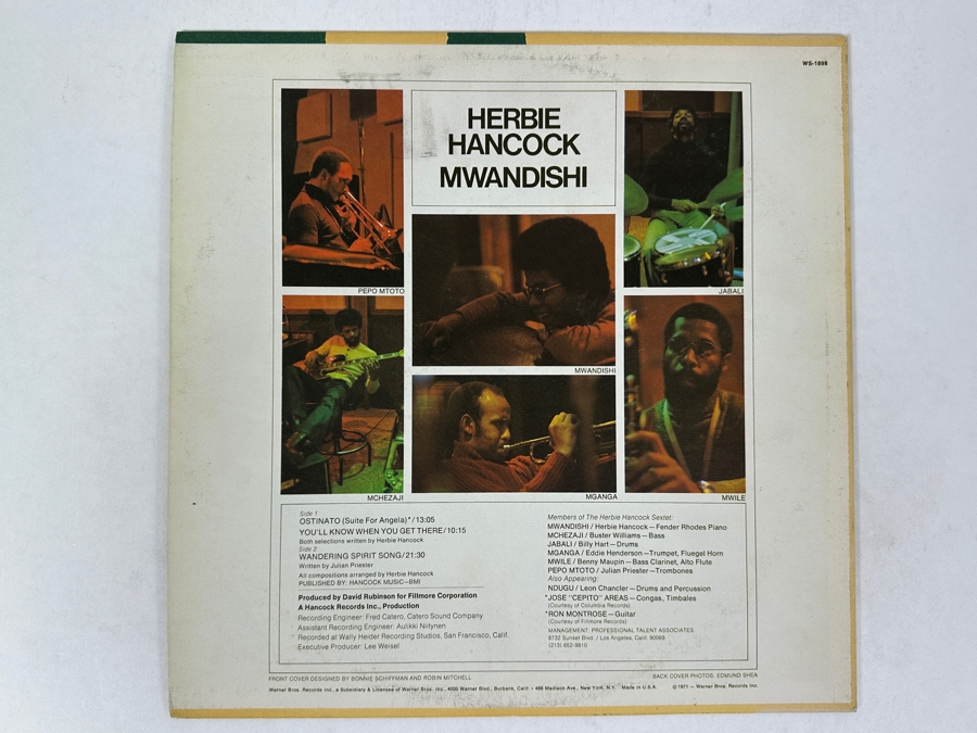 Herbie Hancock - Mwandishi, Warner Bros. Records, WS 1898, 1971 Vinyl Record [Photo 2]
