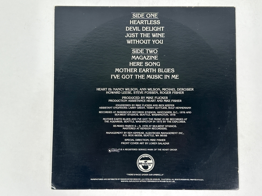 Heart - Magazine - Mushroom Records MRS-5008 1978 Vinyl Record [Photo 2]