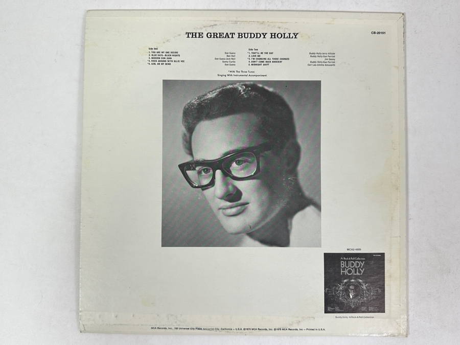 Buddy Holly - The Great Buddy Holly, MCA Records CB-20101 1973 Vinyl Record [Photo 2]