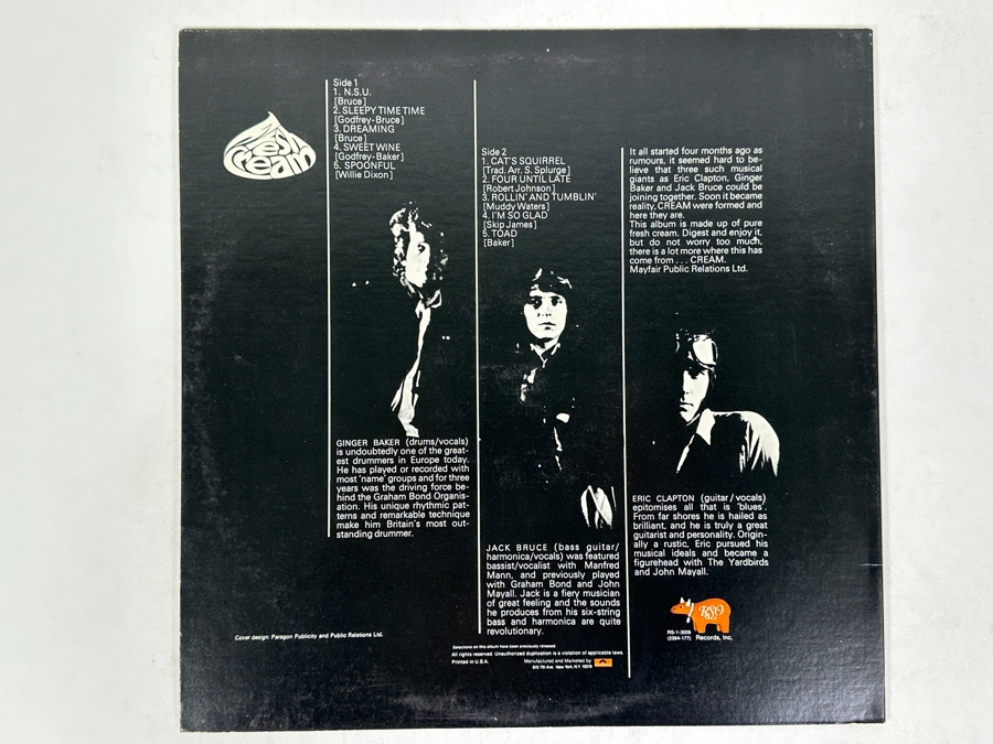 Cream - Fresh Cream RSO Records RS-1-3009 1977 Vinyl Record [Photo 2]