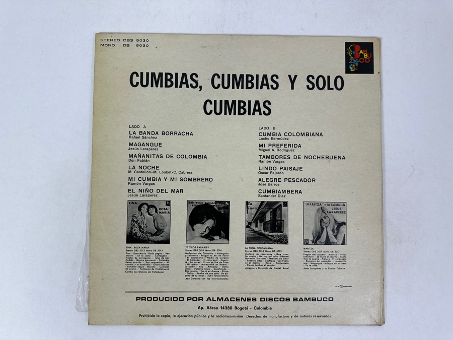 La Banda Borracha - Cumbias, Cumbias Y Solo Cumbias, Bambuco DBS 5030 Vinyl Record [Photo 3]
