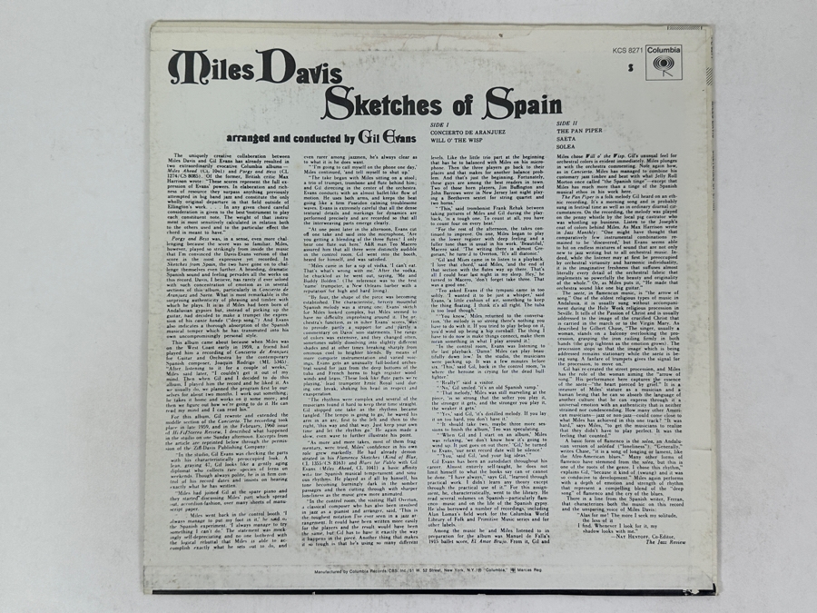 Miles - Sketches Of Spain Columbia, PC 8271, 1960 Vinyl Record [Photo 2]