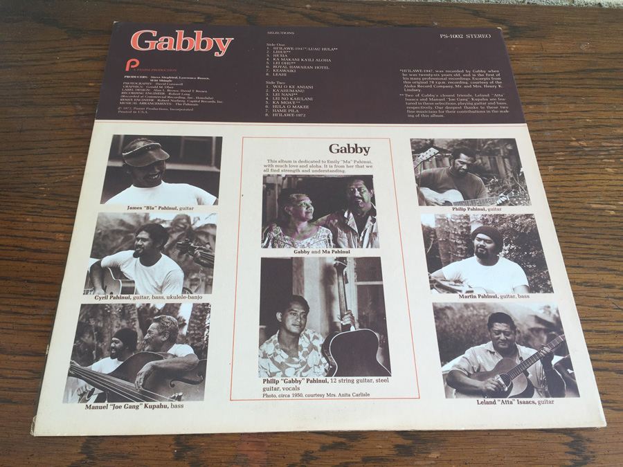 Gabby Pahinui ‎- Gabby - Panini Records ‎- PS-1002 [Photo 2]