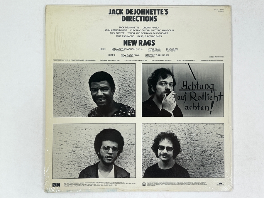 Jack Dejohnette's Directions - New Rags ECM Records, ECM-1-1103, 1977 Vinyl Record [Photo 2]