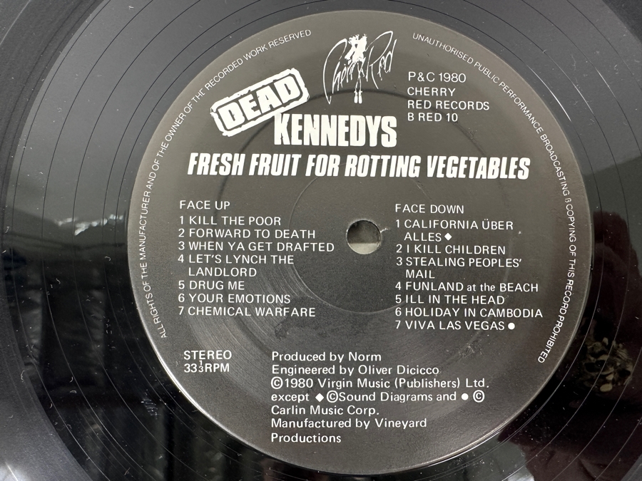 Dead Kennedys - Fresh Fruit For Rotting Vegetables, Cherry Red Records B RED 10, 1980 Vinyl Record [Photo 8]