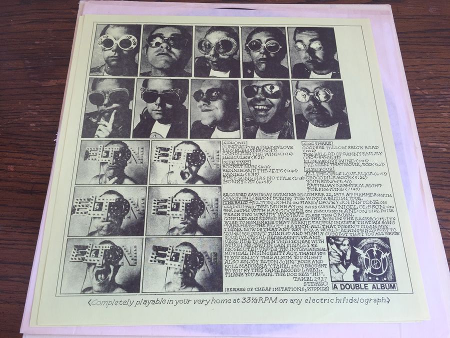 Elton John ‎- Elderberry Wine - Recorded Live At Hammersmith Odeon in London - The Amazing Kornyfone Record Label ‎- 2927 [Photo 3]