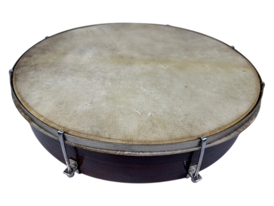 Round Dark Wood Frame Drum With Natural Skin Head And Metal Tuning Lugs 19'W