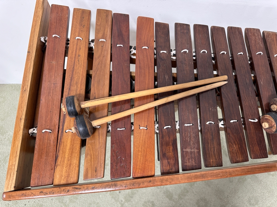 Handmade Wooden Marimba Percussion Instrument With Mallets And Wooden Stand 55W X 19.5D X 32'H [Photo 6]