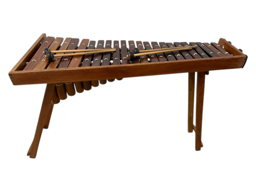 Handmade Wooden Marimba Percussion Instrument With Mallets And Wooden Stand 55W X 19.5D X 32'H