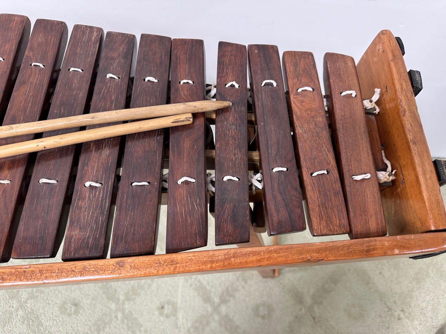Handmade Wooden Marimba Percussion Instrument With Mallets And Wooden Stand 55W X 19.5D X 32'H [Photo 7]