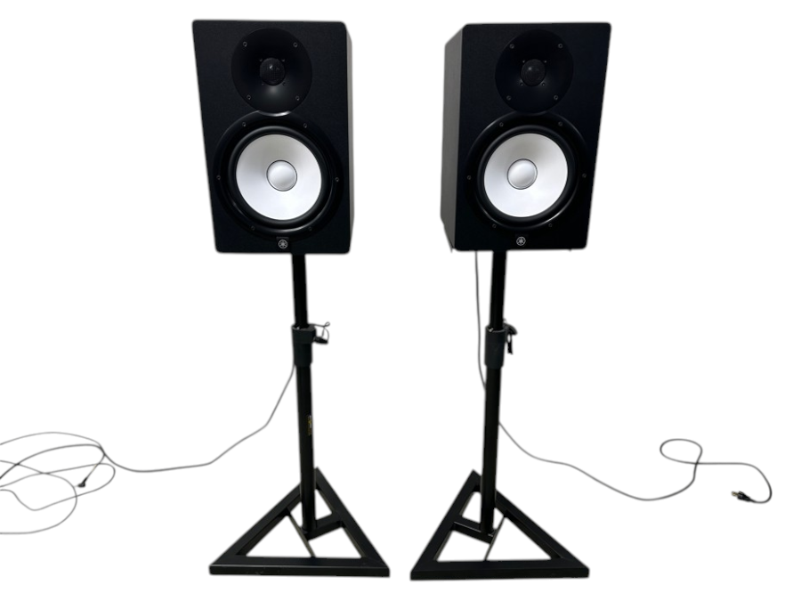 Two Yamaha HS8 Studio Monitor Speakers On Stands 48'H Retails $800+