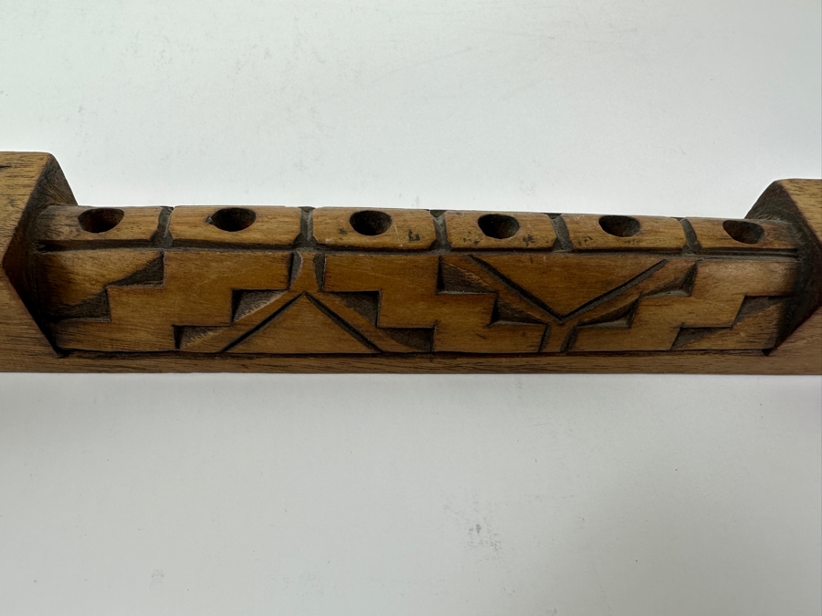 Wooden Carved Folk Flute With Intricate Geometric Designs From Bolivia 19.5'L [Photo 5]