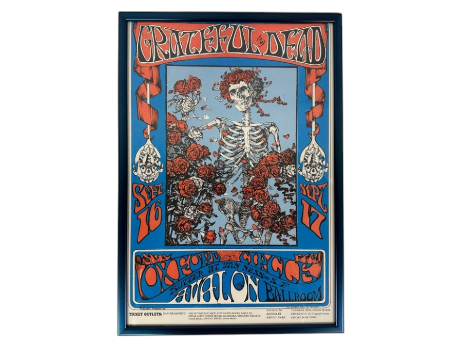 Vintage 1966 Mouse Studios Concert Poster Featuring The Grateful Dead - Skeleton & Roses Artwork For Avalon Ballroom FD-26-3 14' X 20' Framed