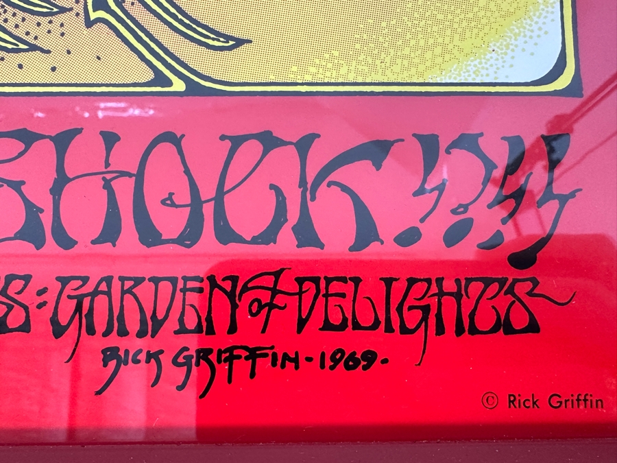 Vintage 1980 Limited Edition Psychedelic Rock Poster Of Rick Griffin's 1969 Poster For Grateful Dead, Sons Of Champlin, And Initial Shock!!! Avalon Ballroom In San Francisco Concert Poster 23.5' X 28' [Photo 9]