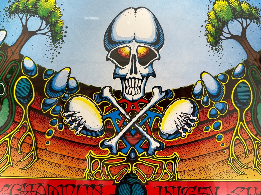 Vintage 1980 Limited Edition Psychedelic Rock Poster Of Rick Griffin's 1969 Poster For Grateful Dead, Sons Of Champlin, And Initial Shock!!! Avalon Ballroom In San Francisco Concert Poster 23.5' X 28' [Photo 4]