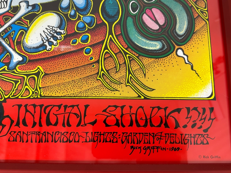 Vintage 1980 Limited Edition Psychedelic Rock Poster Of Rick Griffin's 1969 Poster For Grateful Dead, Sons Of Champlin, And Initial Shock!!! Avalon Ballroom In San Francisco Concert Poster 23.5' X 28' [Photo 8]