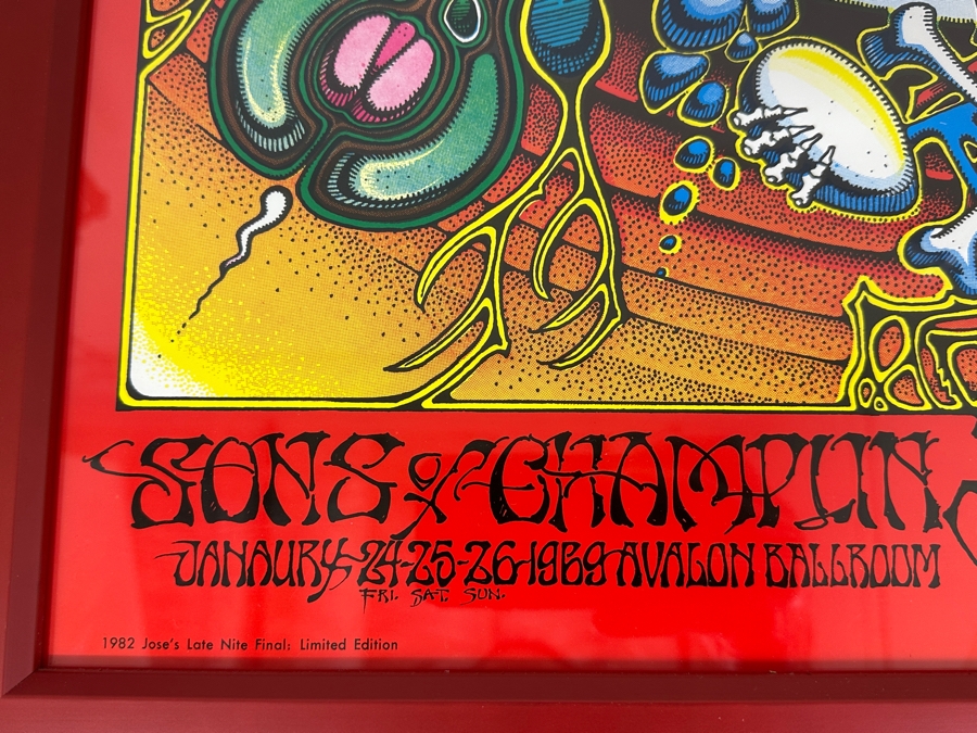 Vintage 1980 Limited Edition Psychedelic Rock Poster Of Rick Griffin's 1969 Poster For Grateful Dead, Sons Of Champlin, And Initial Shock!!! Avalon Ballroom In San Francisco Concert Poster 23.5' X 28' [Photo 6]
