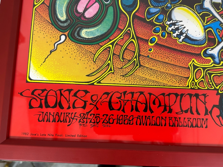 Vintage 1980 Limited Edition Psychedelic Rock Poster Of Rick Griffin's 1969 Poster For Grateful Dead, Sons Of Champlin, And Initial Shock!!! Avalon Ballroom In San Francisco Concert Poster 23.5' X 28' [Photo 5]