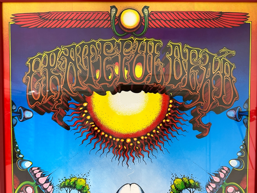 Vintage 1980 Limited Edition Psychedelic Rock Poster Of Rick Griffin's 1969 Poster For Grateful Dead, Sons Of Champlin, And Initial Shock!!! Avalon Ballroom In San Francisco Concert Poster 23.5' X 28' [Photo 2]