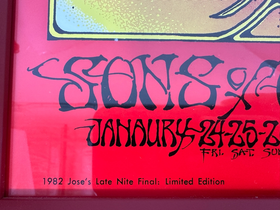 Vintage 1980 Limited Edition Psychedelic Rock Poster Of Rick Griffin's 1969 Poster For Grateful Dead, Sons Of Champlin, And Initial Shock!!! Avalon Ballroom In San Francisco Concert Poster 23.5' X 28' [Photo 7]