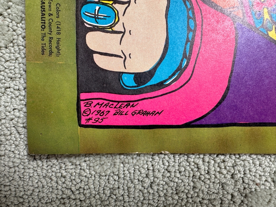 Vintage 1967 Bonnie MacLean's Nitty Gritty Dirt Band, Clear Light & Blue Cheer Concert Poster Fillmore Bill Graham Presents In San Francisco BG #95-1 14' X 21' [Photo 7]