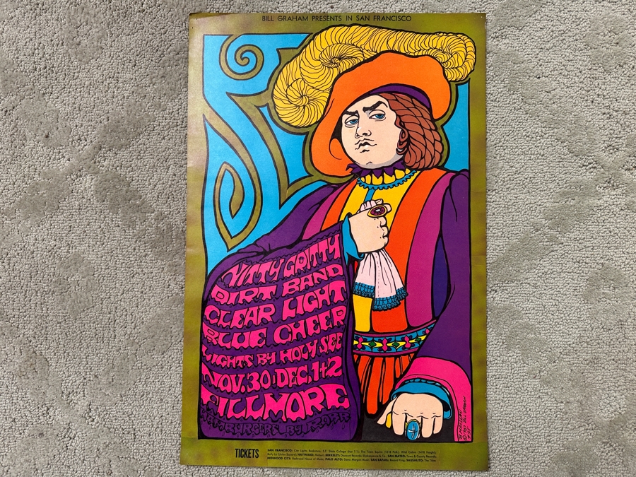 Vintage 1967 Bonnie MacLean's Nitty Gritty Dirt Band, Clear Light & Blue Cheer Concert Poster Fillmore Bill Graham Presents In San Francisco BG #95-1 14' X 21' [Photo 2]