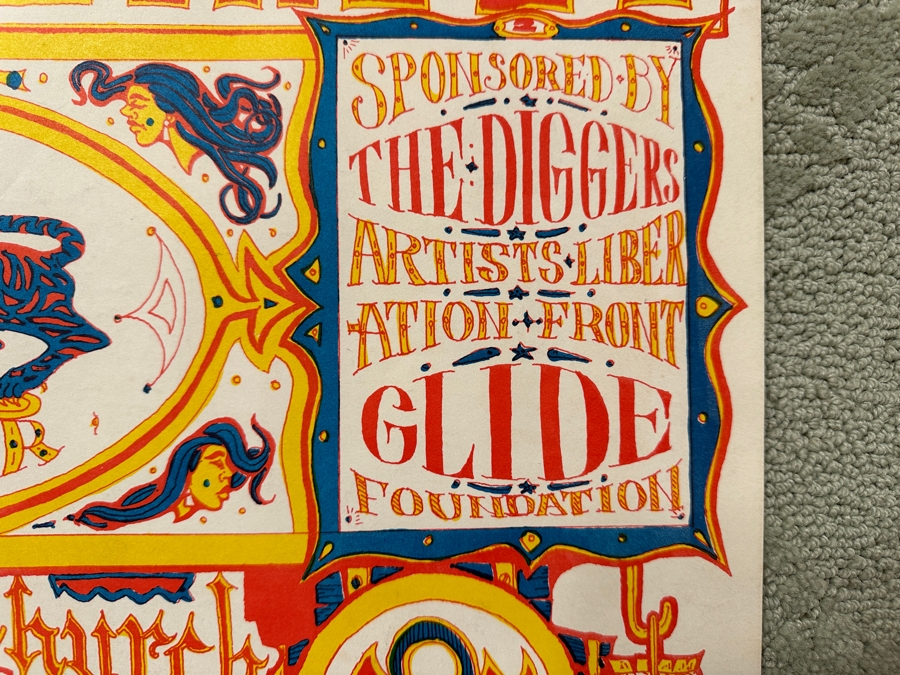 Vintage 1967 Dave Hodges Psychedelic Poster For 'The Invisible Circus' A 72 Hour Counter-Cultural Event Held In San Francisco In February 1967 Organized By The Diggers And The Artists Liberation Front 20' X 14' [Photo 7]