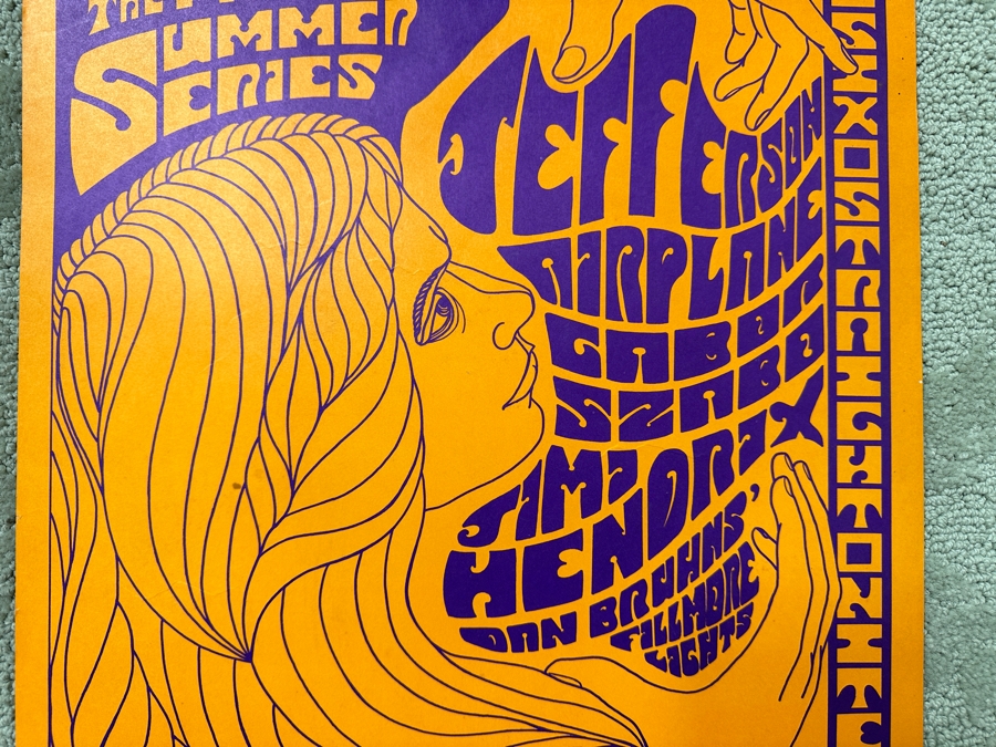Vintage 1967 Psychedelic Concert Poster For The 'Opening Of The Fillmore Summer Series' Concerts In San Francisco Featuring Jefferson Airplane, The Jimi Hendrix Experience Bill Graham Presents BG-69 Artwork By Clifford Charles Seeley 14' X 22' [Photo 3]