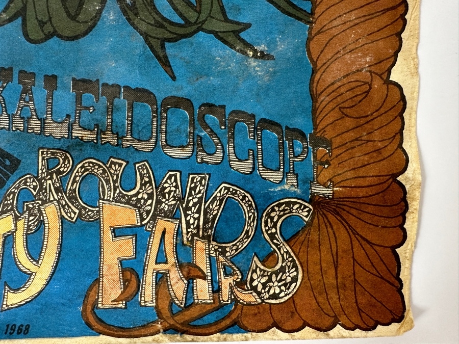 Vintage Northern California Folk-Rock Festival Poster. Features Jim Morrison's Face Framed By Orange Hands. Psychedelic Blues, Browns, And Greens Announce The Doors & Jefferson Airplane. [Photo 12]