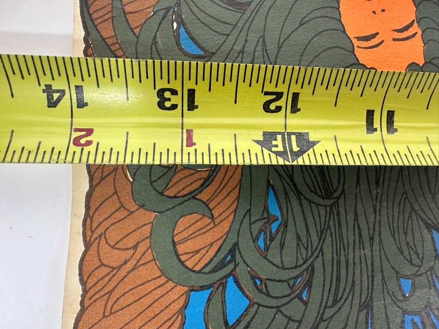 Vintage Northern California Folk-Rock Festival Poster. Features Jim Morrison's Face Framed By Orange Hands. Psychedelic Blues, Browns, And Greens Announce The Doors & Jefferson Airplane. [Photo 13]