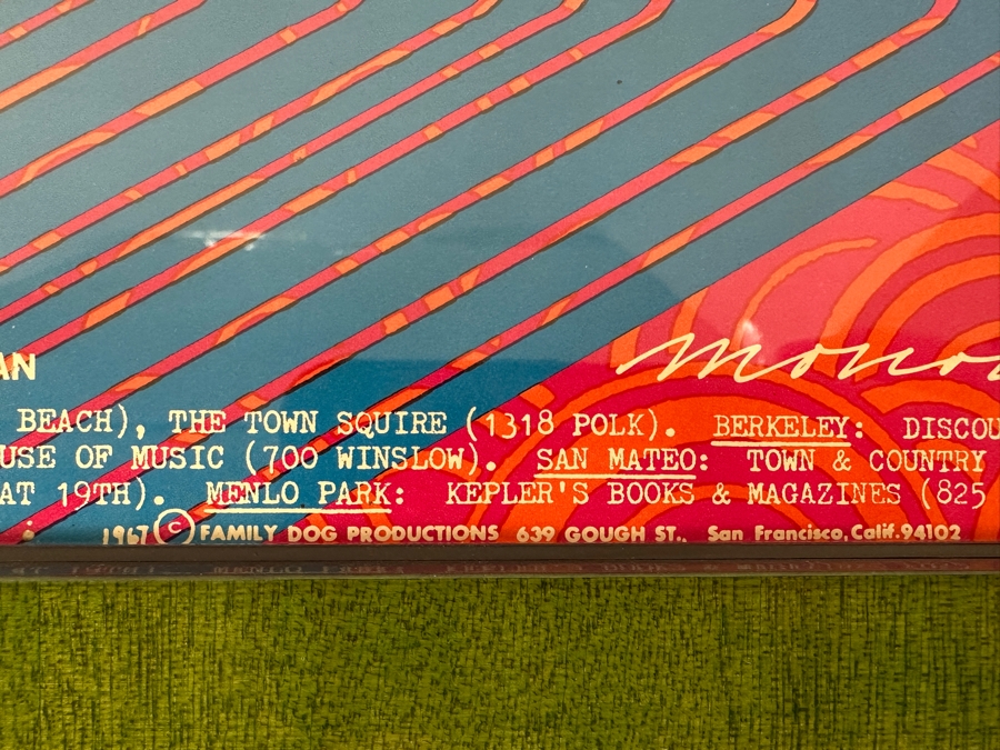 Vintage 1967 Victor Moscoso Psychedelic 'Mist Dance' Concert Poster For The Youngbloods, The Other Half And Mad River Concert At The Avalon Ballroom In San Francisco FD-81 16' X 22' Framed [Photo 9]