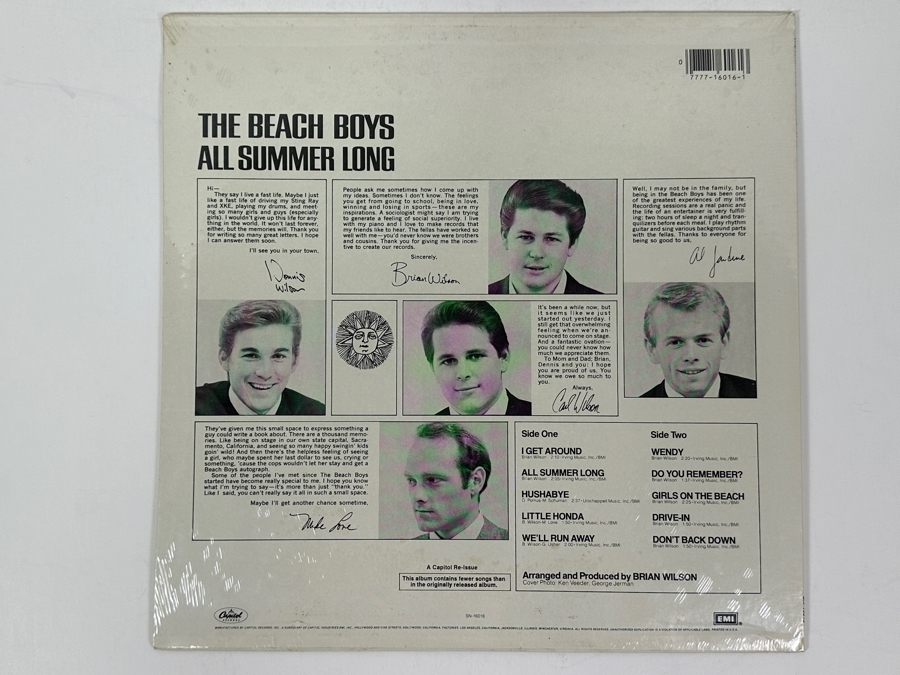Factory Sealed The Beach Boys - All Summer Long - Capitol SN-16016 1980 Vinyl Record [Photo 3]