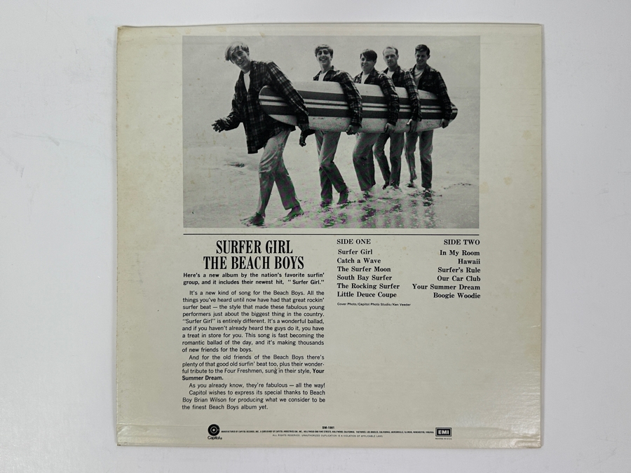 The Beach Boys - Surfer Girl Capitol SM-1981 1963 Iconic Surfboard Album Cover Vinyl Record [Photo 2]