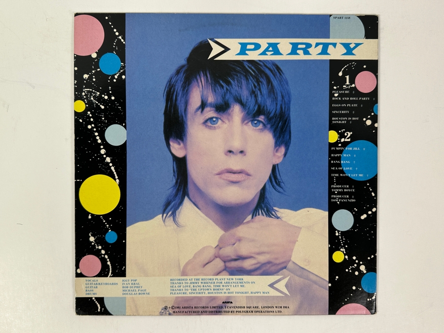 Iggy Pop - Party Arista Records SPART 1158 1981 Vinyl Record [Photo 2]